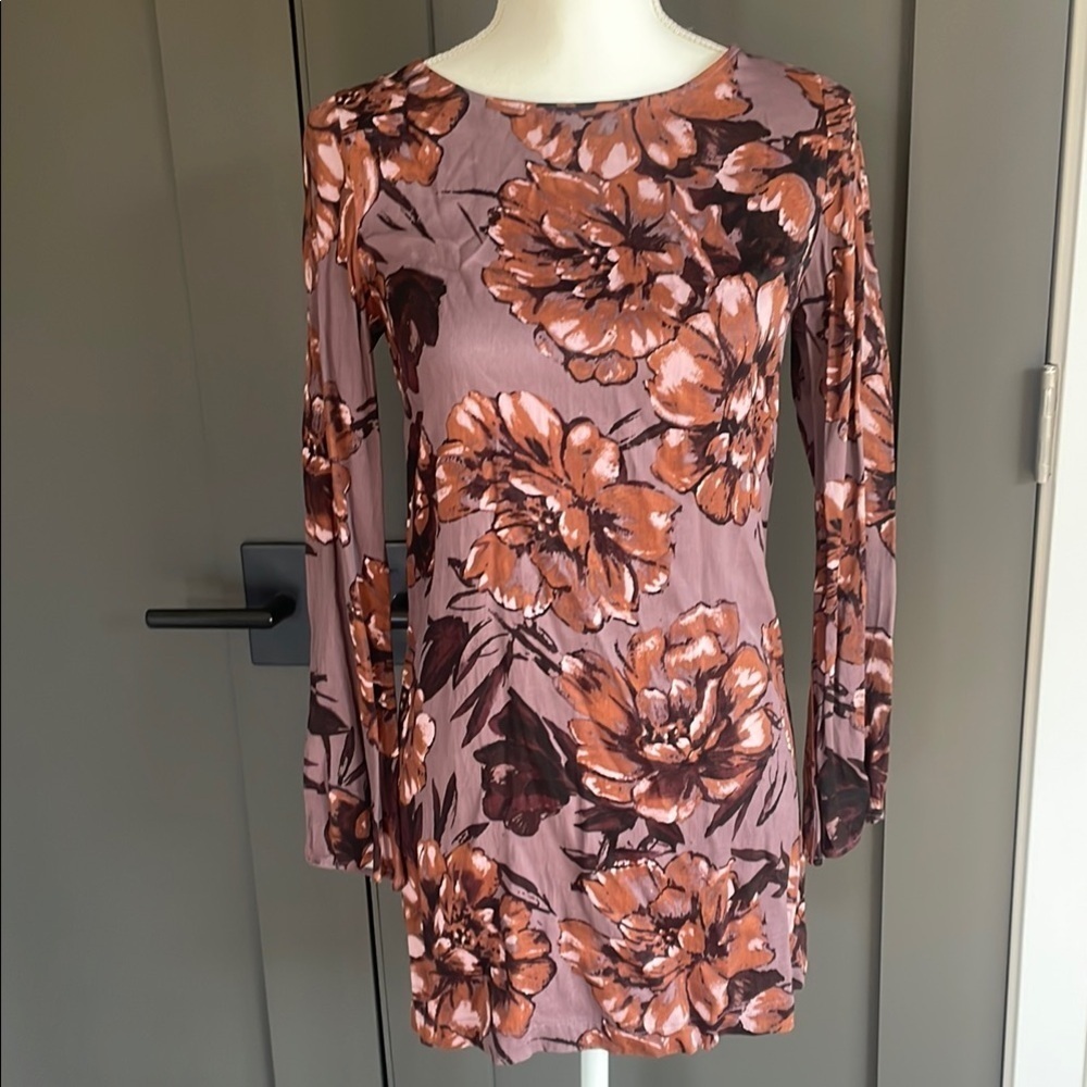 Leith Floral Long Sleeve Dress Size XS